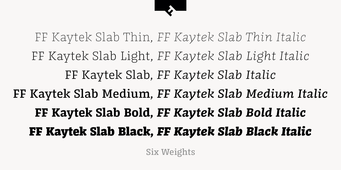 Пример шрифта FF Kaytek Slab Thin Italic
